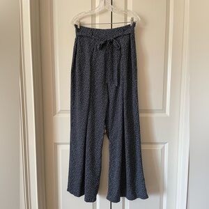 NWOT Banana Republic Navy Blue & White Polka Dot Rayon Wide Leg Pants Sz 8